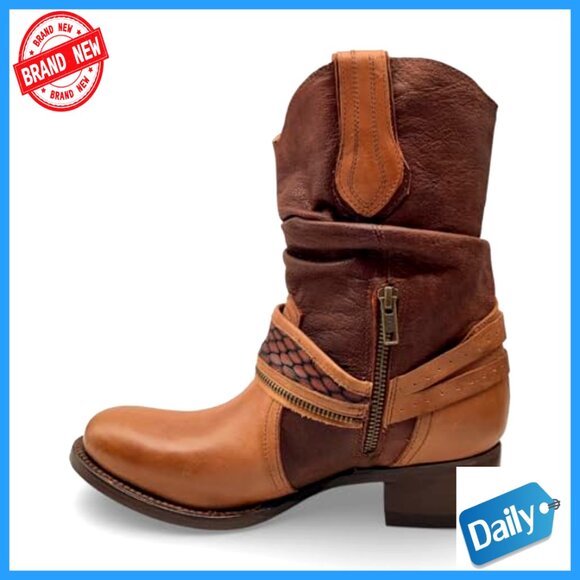 Genuine Leather Western Boots Vintage Elegant Feminine Statement Piece - Picture 4 of 6